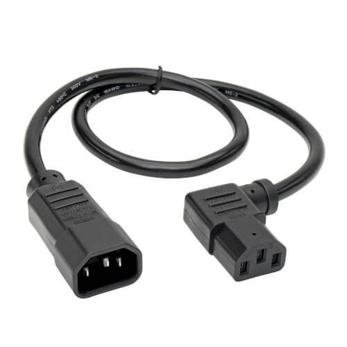 TRIPPLITE P004-002-13LA Power Extension Cord, Left-Angle C13 to C14 PDU Style - 10A, 250V, 18 AWG, 0.61 m Black - Image 2
