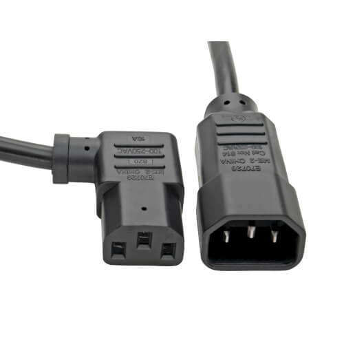 TRIPPLITE P004-002-13RA Power Extension Cord, Right-Angle C13 to C14 PDU Style - 10A, 250V, 18 AWG, 0.61 m Black