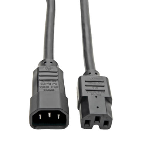 TRIPPLITE P018-010 Power Cord C14 to C15 - Heavy-Duty, 15A, 250V, 14 AWG, 3.05 m Black