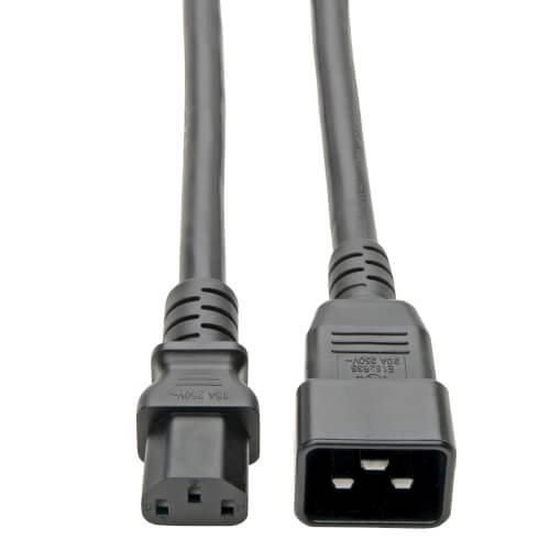 TRIPPLITE P032-007 C20 to C13 Power Cord for Computer - Heavy-Duty, 15A, 100-250V, 14 AWG, 2.13m Black
