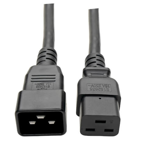 TRIPPLITE P036-010 Power Extension Cord, C19 to C20 - Heavy-Duty, 20A, 250V, 12 AWG, 3.05m Black