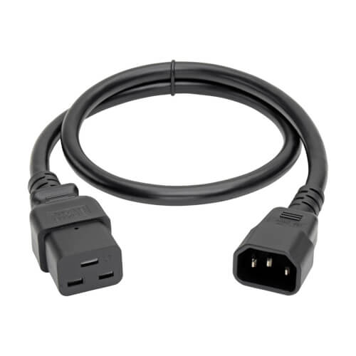 TRIPPLITE P047-002 Power Cord, C19 to C14 - Heavy-Duty, 15A, 250V, 14 AWG, 0.61m Black - Image 2