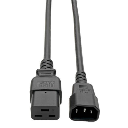 TRIPPLITE P047-006 Power Cord, C19 to C14 - Heavy-Duty, 15A, 250V, 14 AWG, 1.83m Black