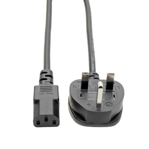 TRIPPLITE P056-006-10A UK Computer Power Cord, BS1363 to C13 - 10A, 250V, 18 AWG, 1.83m Black
