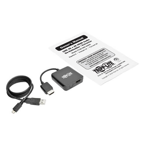TRIPPLITE P130-06N-AUDIO 4K HDMI Audio De-Embedder/Extractor with TOSLINK and 3.5 mm Stereo Output, 5.1 Channel, HDCP, 4K 30Hz, 15.24 cm - Image 6