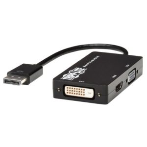 TRIPPLITE P136-06N-HDV-4K DisplayPort to VGA/DVI/HDMI All-in-One Converter Adapter, DP ver 1.2, 4K 30 Hz HDMI