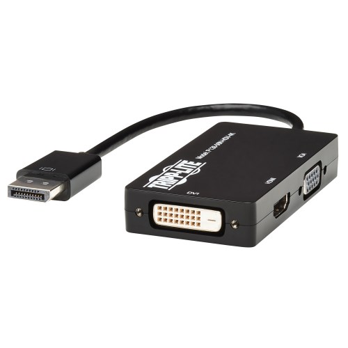 TRIPPLITE P136-06N-HDV-4K DisplayPort to VGA/DVI/HDMI All-in-One Converter Adapter, DP ver 1.2, 4K 30 Hz HDMI