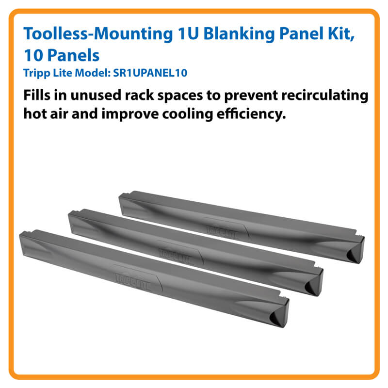 TRIPPLITE SR1UPANEL10 1U Blanking Panel Kit Toolless-Mounting 10 piece - Image 2