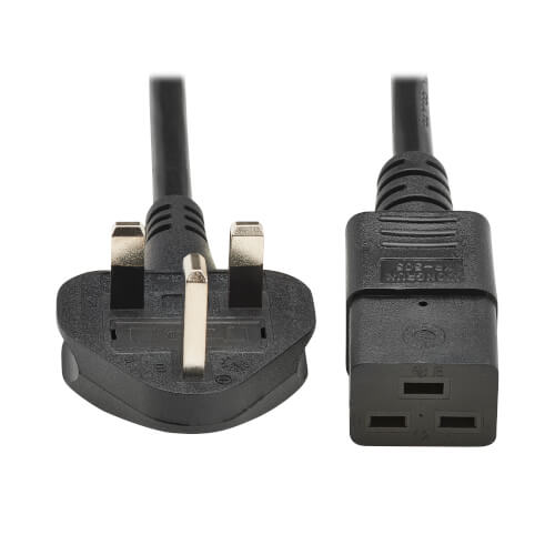 TRIPPLITE P052-2P5M-UK UK Computer Power Cord, BS 1363 to C19 - 13A, 250V, H05VV-F, 2.5 m (8.2 ft.), Black
