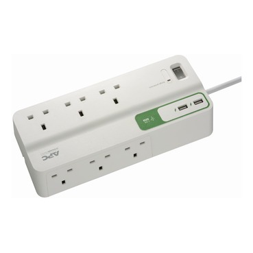 APC PM6U-UK Performance SurgeArrest 6 outlets with 5V, 2.4A 2 port USB charger, 230V UK