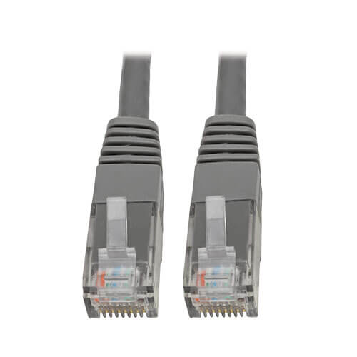 TRIPPLITE N200-002-GY Cat6 Gigabit Molded (UTP) Ethernet Cable (RJ45 M/M), PoE, Gray, 2 ft.