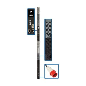 TRIPPLITE PDU3XEVN6G20 11.5kW 208-240V 3PH Monitored PDU 48 Outlets IEC 309 16/20A Red 360-415V Input LCD 1.8 m Cord, 0U 1.8 m Height, TAA